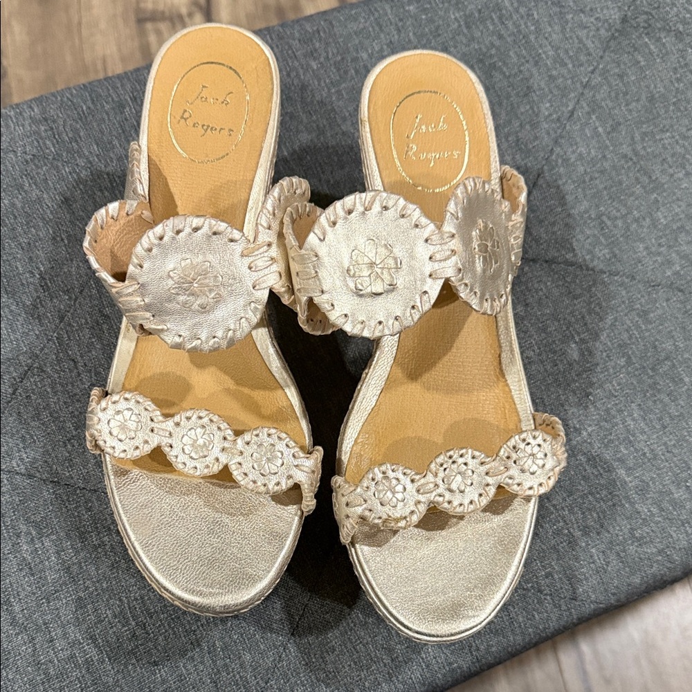 Jack Rogers Beige Scalloped Sandals